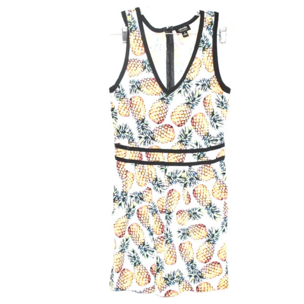 Nicole Miller Pineapple V Neck Romper SZ S